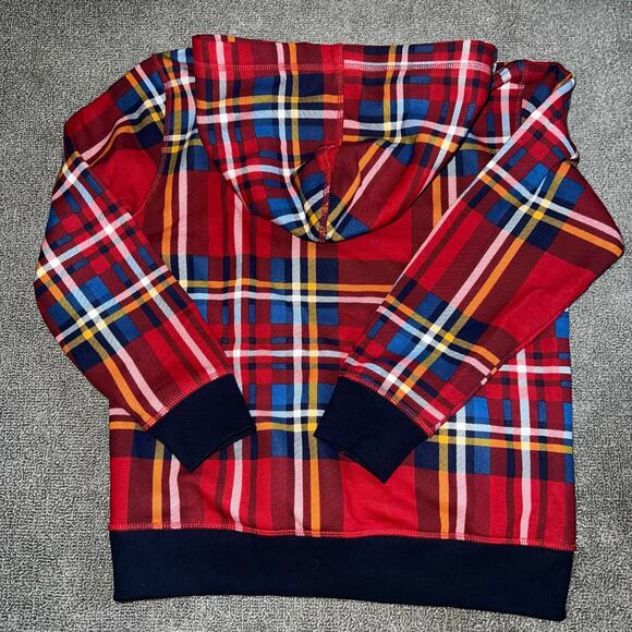 Tommy Hilfiger Boys Tonal Argyle  sweatshirt Hoodie plaid red size l2/14 - Picture 3 of 5